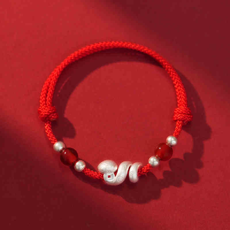 KarmaRipple's 999 Sterling Silver Year Of The Snake Red Agate Confidence Handcrafted Bracelet p22