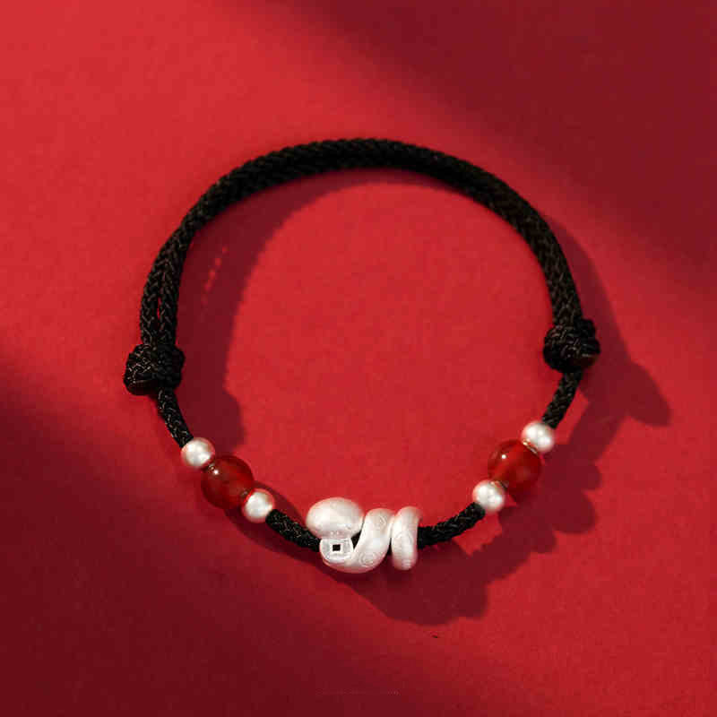 KarmaRipple's 999 Sterling Silver Year Of The Snake Red Agate Confidence Handcrafted Bracelet p27