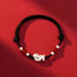 Black String Red Agate 999 Sterling Silver / 13-16cm