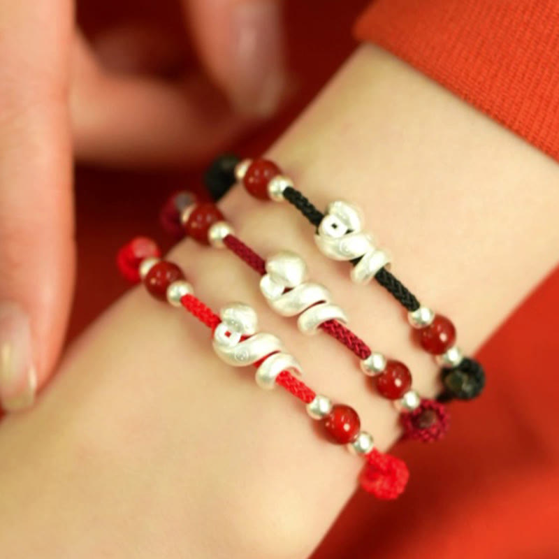 KarmaRipple's 999 Sterling Silver Year Of The Snake Red Agate Confidence Handcrafted Bracelet p5