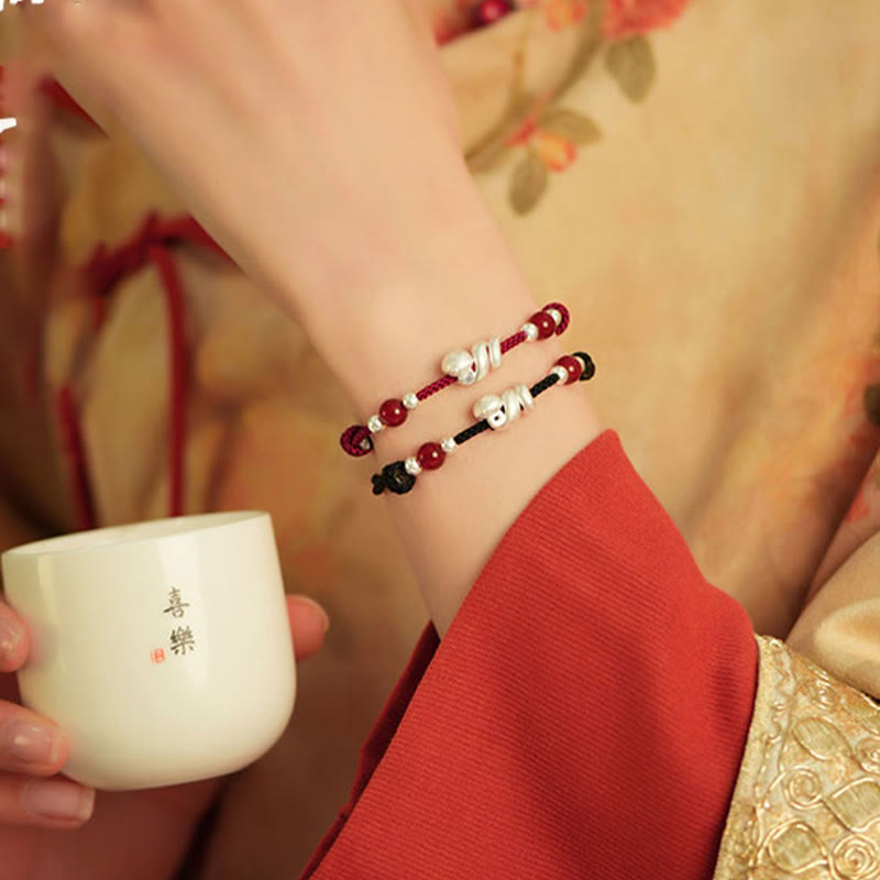 KarmaRipple's 999 Sterling Silver Year Of The Snake Red Agate Confidence Handcrafted Bracelet p17