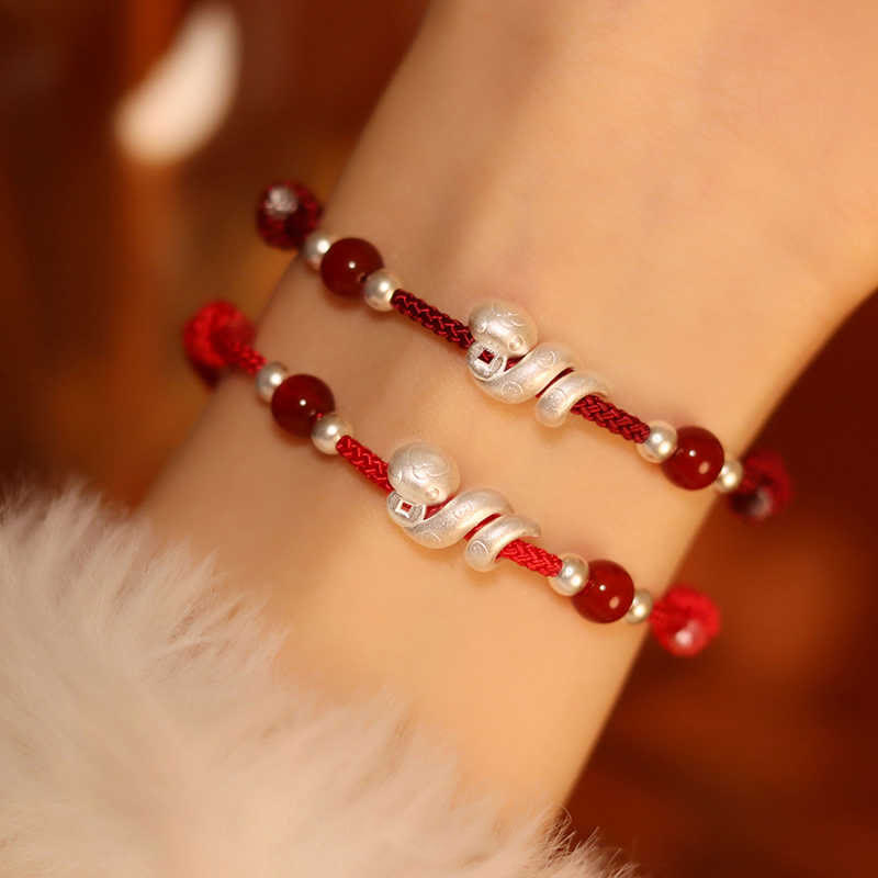 KarmaRipple's 999 Sterling Silver Year Of The Snake Red Agate Confidence Handcrafted Bracelet p15