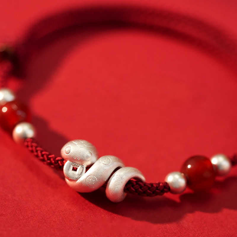 KarmaRipple's 999 Sterling Silver Year Of The Snake Red Agate Confidence Handcrafted Bracelet p6