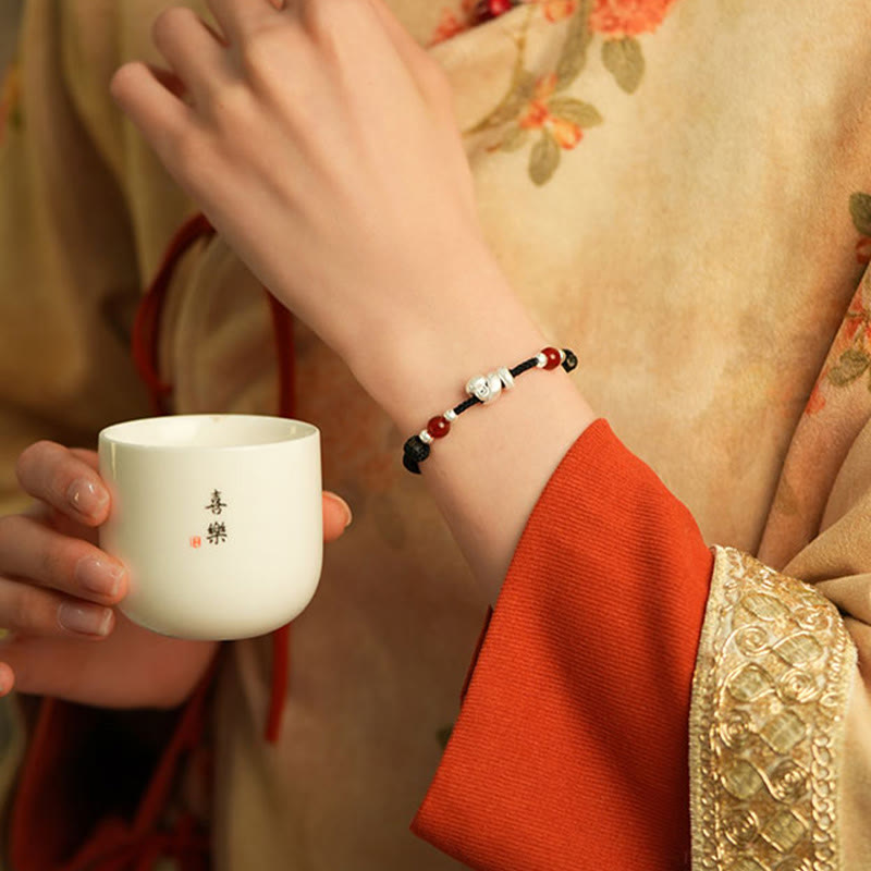 KarmaRipple's 999 Sterling Silver Year Of The Snake Red Agate Confidence Handcrafted Bracelet p13