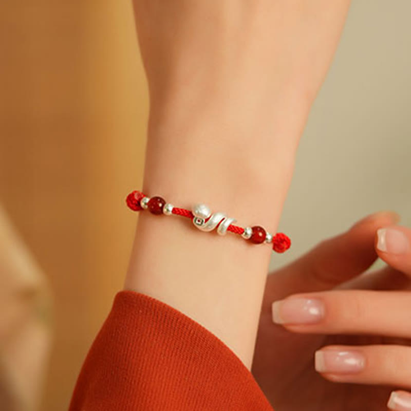 KarmaRipple's 999 Sterling Silver Year Of The Snake Red Agate Confidence Handcrafted Bracelet p11