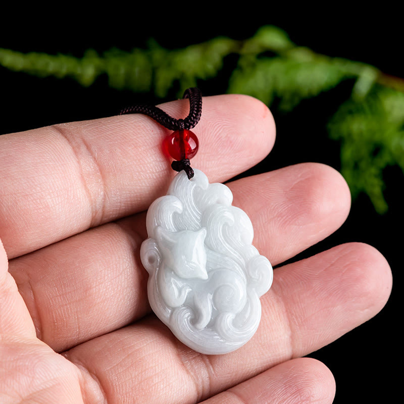 KarmaRipple's Authentic Jade Nine Tailed Fox Fortune Pendant Necklace p5