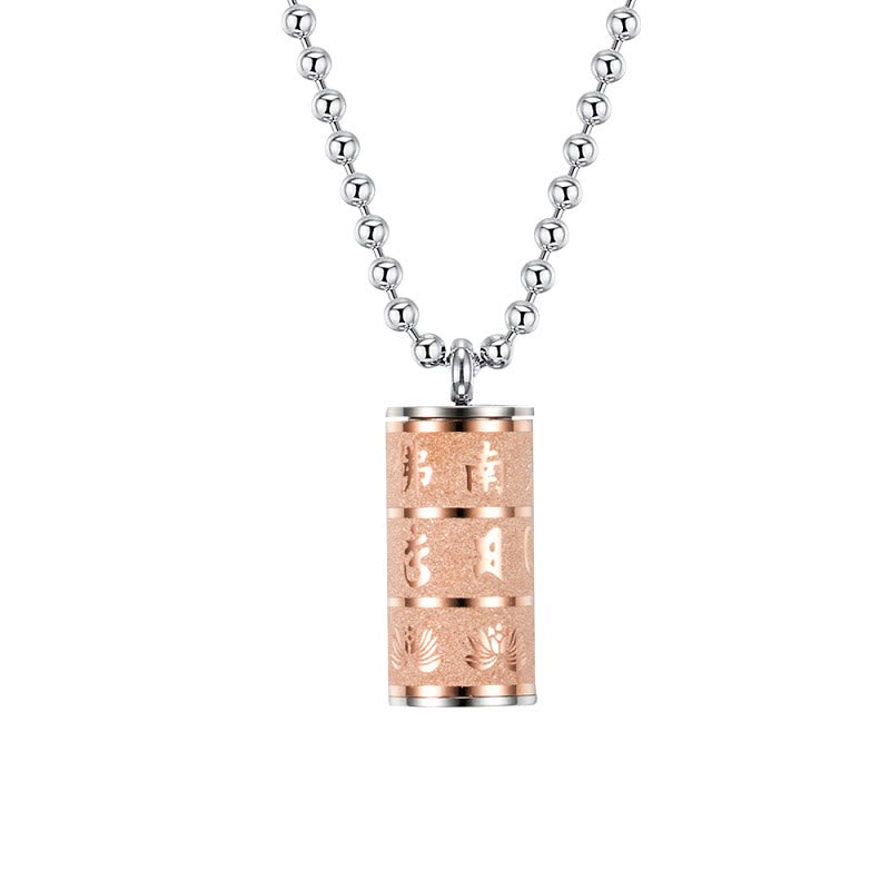 KarmaRipple's Tibetan Om Mani Padme Hum Lotus Pattern Prayer Wheel Titanium Steel Peace Pendant Necklace p17