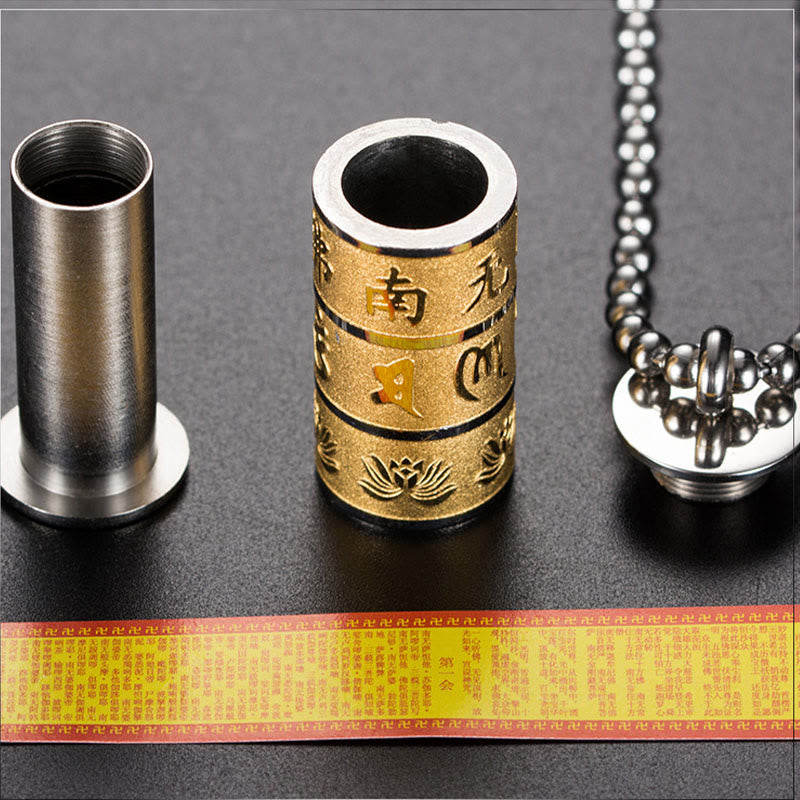 KarmaRipple's Tibetan Om Mani Padme Hum Lotus Pattern Prayer Wheel Titanium Steel Peace Pendant Necklace p6
