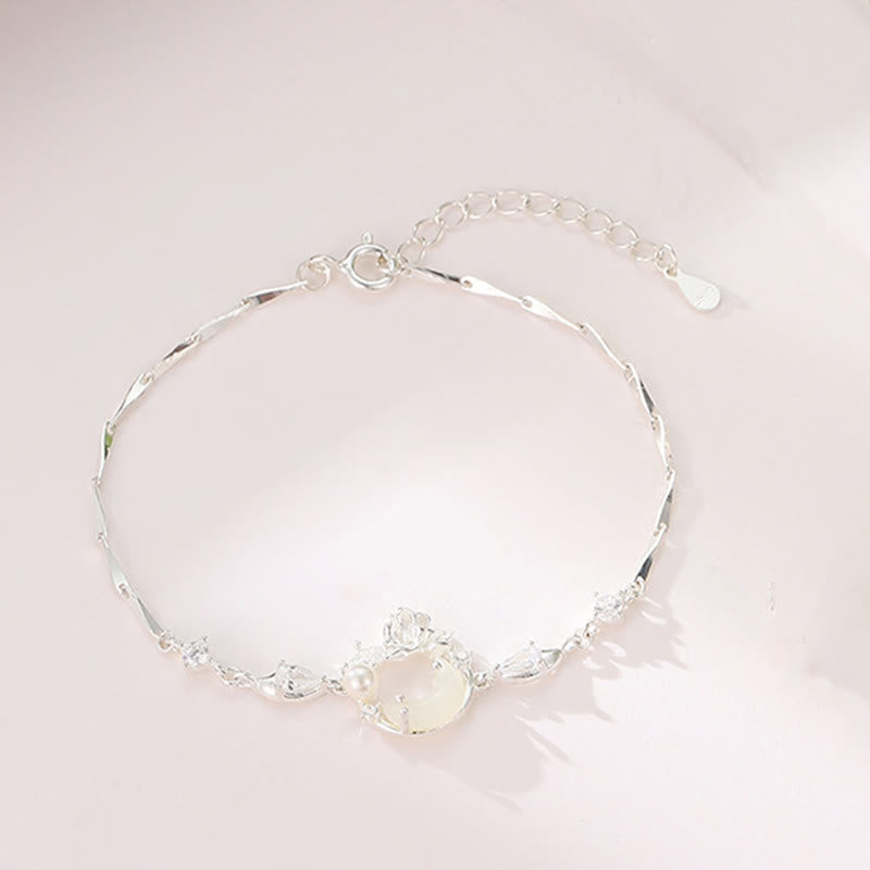 KarmaRipple's Hetian Jade 925 Sterling Silver Cubic Zirconia Pearl Lotus Bracelet p2
