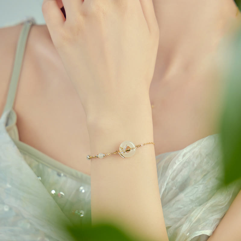 KarmaRipple's Hetian Jade 925 Sterling Silver Cubic Zirconia Peace Buckle Fortune Bracelet p11