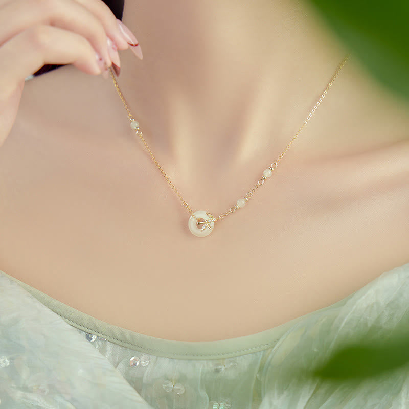 KarmaRipple's Hetian Jade 925 Sterling Silver Cubic Zirconia Peace Buckle Abundance Pendant Necklace p3