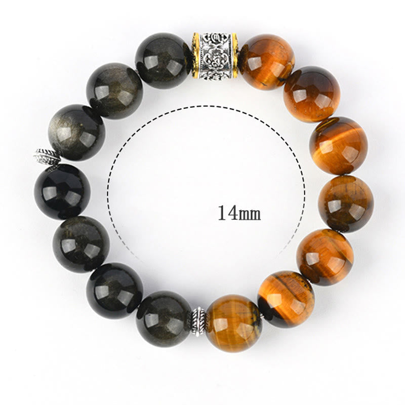 KarmaRipple's Tiger Eye Gold Sheen Obsidian Om Mani Padme Hum Bracelet p9
