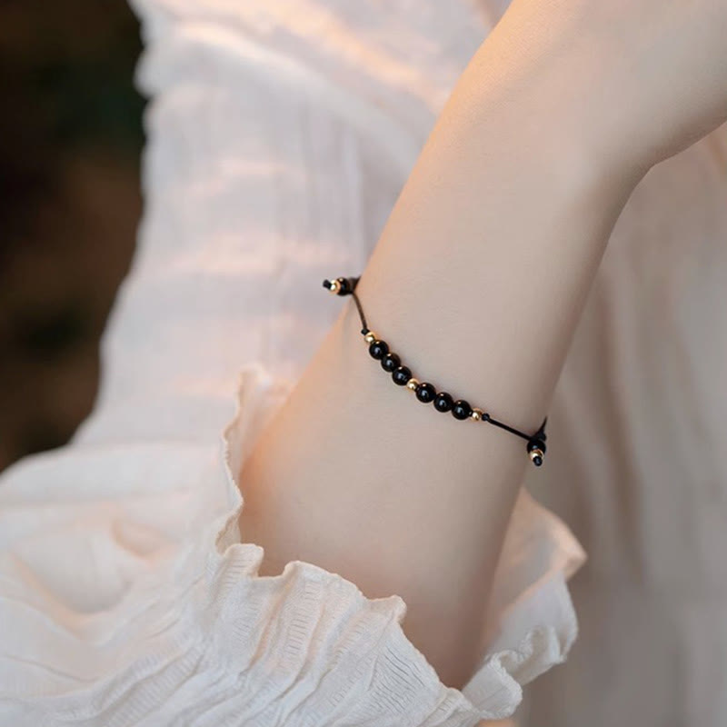 KarmaRipple's Smoky Quartz Black Obsidian Ultra-thin Beadwork Success Bracelet p8