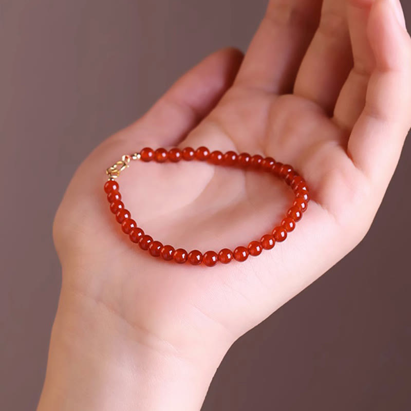 KarmaRipple's Small Red Agate Ultra-thin Beadwork Calm Bracelet p5
