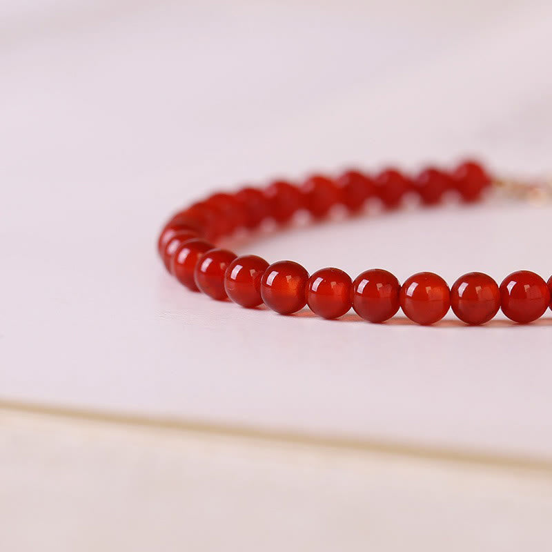 KarmaRipple's Small Red Agate Ultra-thin Beadwork Calm Bracelet p4