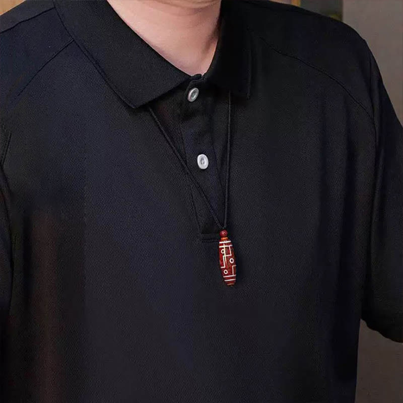 KarmaRipple's Cinnabar Nine-eye Dzi Bead Blessing Pendant Necklace p4