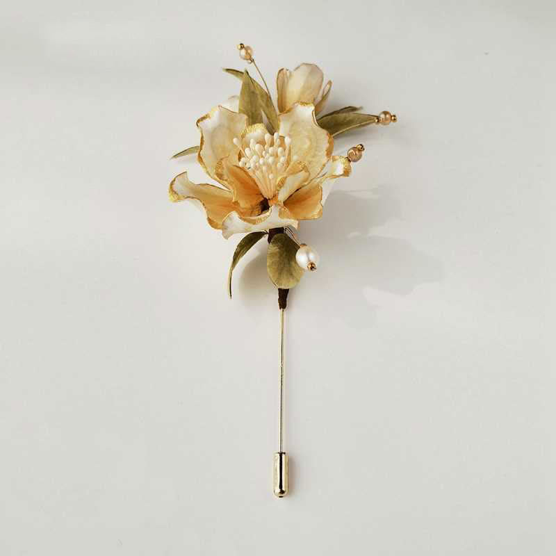 KarmaRipple's Handmade Velvet Flower Mulberry Silk Ivory Camellia Brooch p9