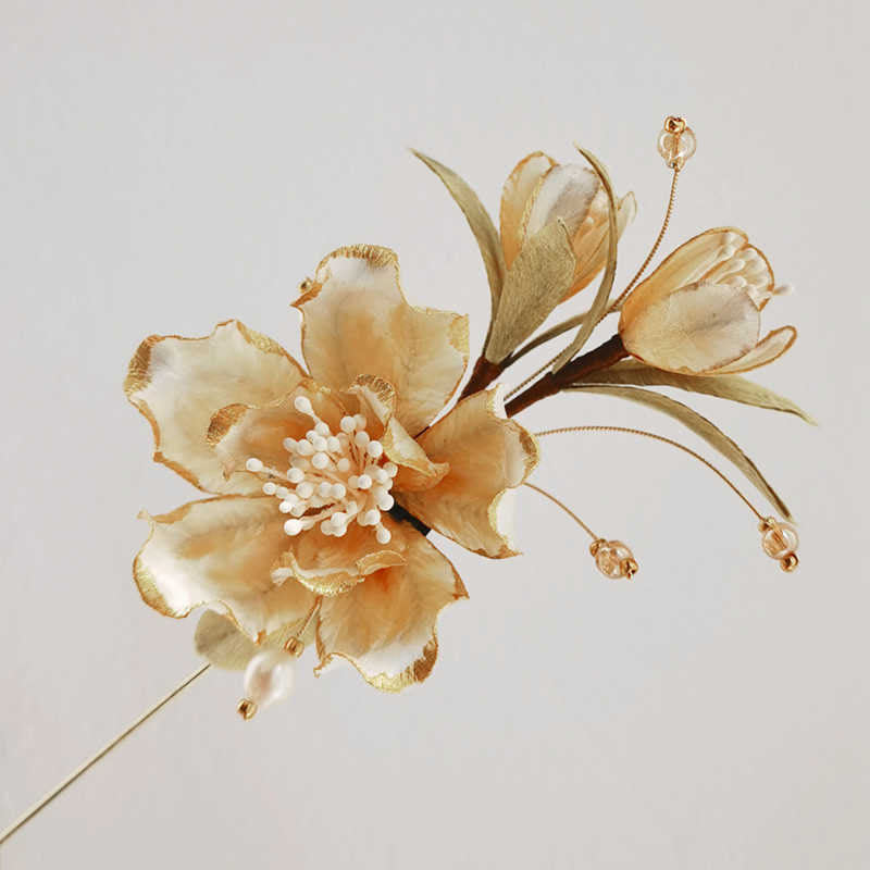 KarmaRipple's Handmade Velvet Flower Mulberry Silk Ivory Camellia Brooch p4