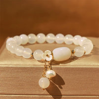 KarmaRipple's Ivory Agate Pearl Flower Fortune Bracelet