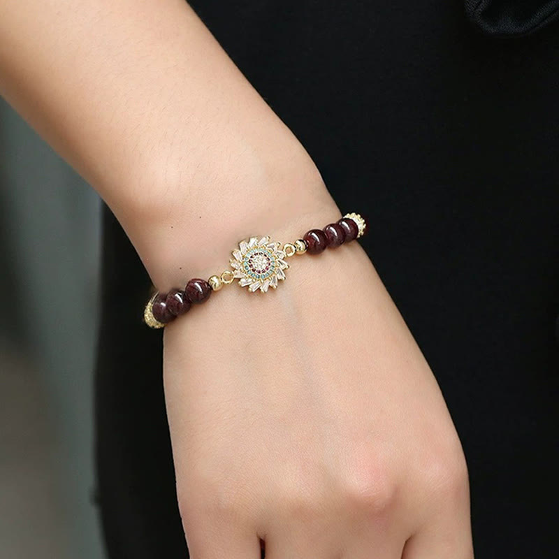 KarmaRipple's Authentic Garnet Flower Zircon Bead Protection Bracelet p7