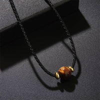 KarmaRipple's Authentic Tiger Eye Beaded Protection Wax Rope Pendant Necklace