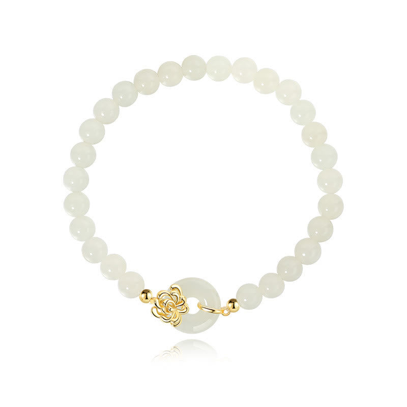KarmaRipple's 925 Sterling Silver Authentic Hetian Jade Autumn Chrysanthemum Peace Buckle Prosperity Bracelet p4
