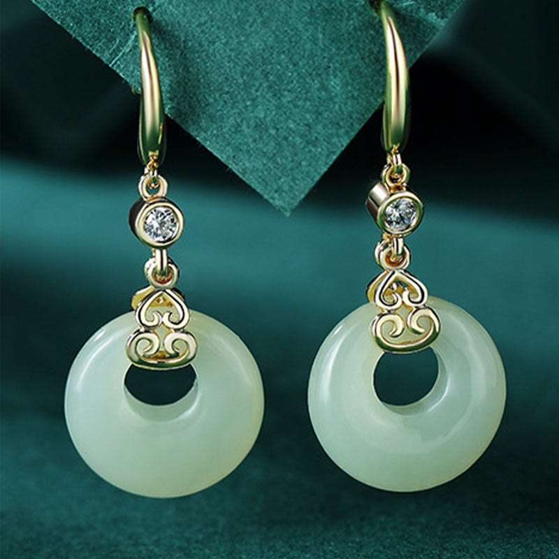 KarmaRipple's 925 Sterling Silver Authentic Hetian Jade Gourd Peace Buckle Zircon Fortune Bracelet Pendant Necklace Earrings p3