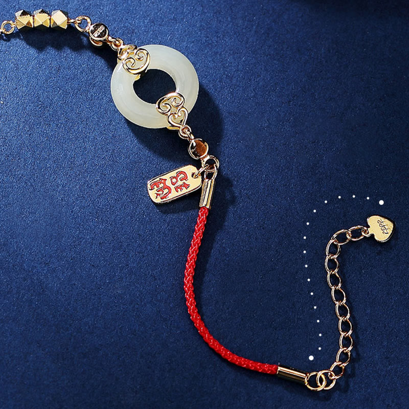 KarmaRipple's 925 Sterling Silver Authentic Hetian Jade Gourd Peace Buckle Zircon Fortune Bracelet Pendant Necklace Earrings p6