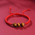 Red Rope / 8mm Three Beads / 14-17cm