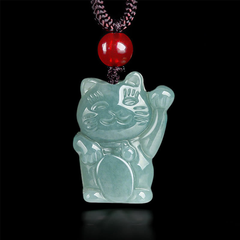 KarmaRipple's Fortunate Cat Jade Abundance Pendant Necklace p2