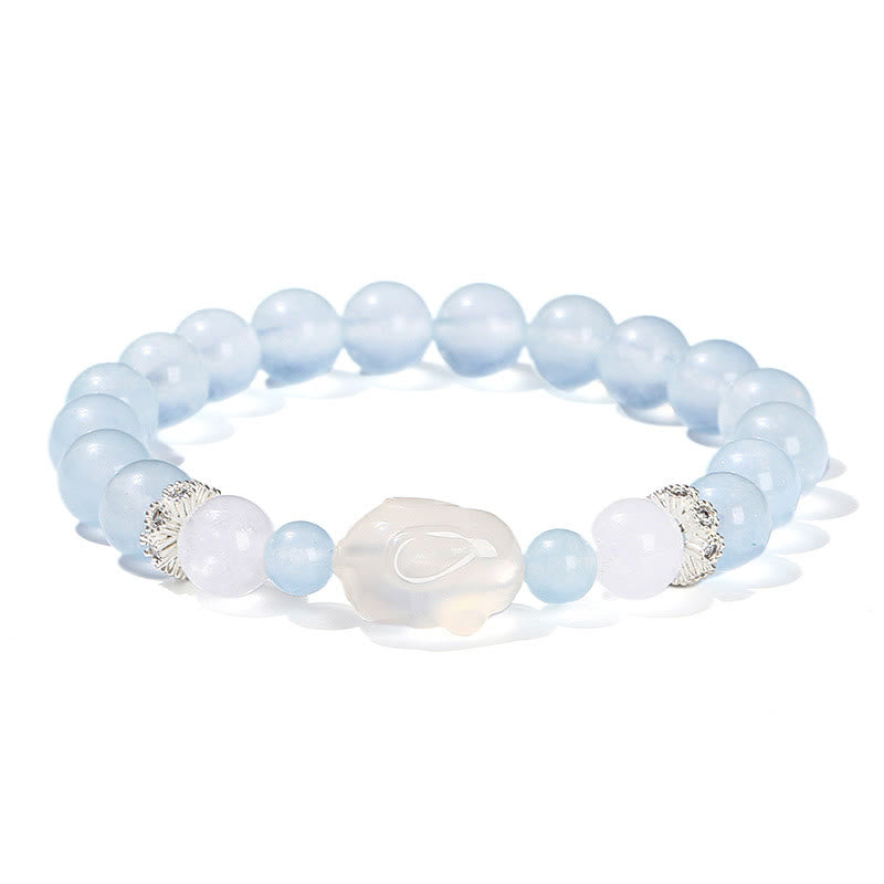 KarmaRipple's Blue Chalcedony Ivory Agate Rabbit Emotional Balance Bracelet p13