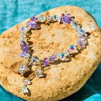 KarmaRipple's Authentic Amethyst Gemstone Star Talisman Positive Transformation Bracelet