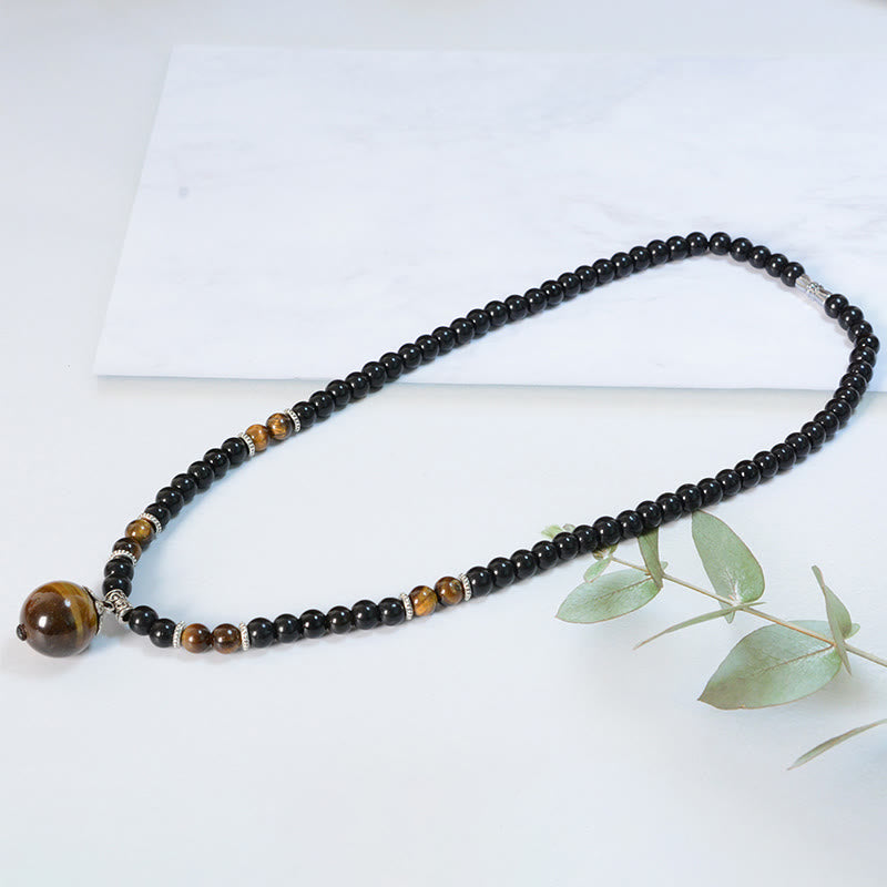 KarmaRipple's Black Obsidian Tiger Eye Strengthen Pendant Necklace p5