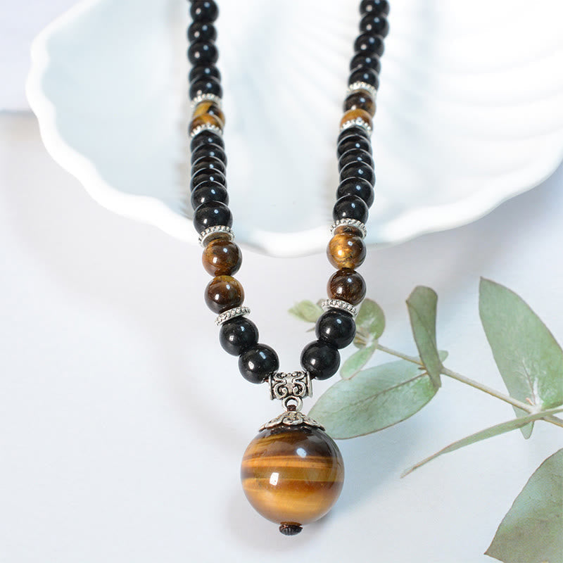 KarmaRipple's Black Obsidian Tiger Eye Strengthen Pendant Necklace p4