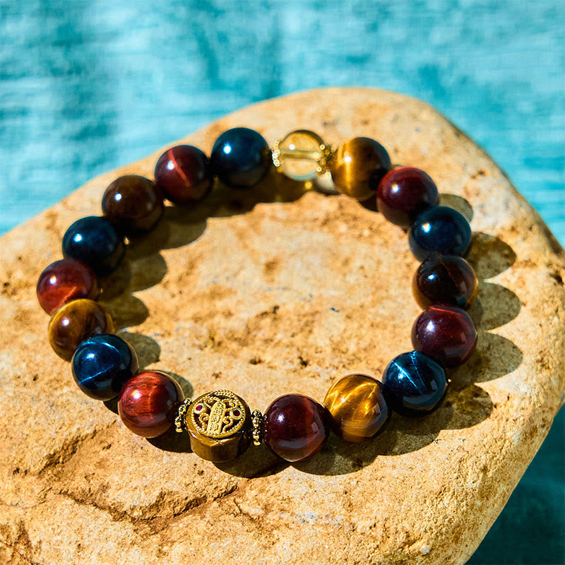 KarmaRipple's Tiger Eye Stone Beadwork Protection Courage Bracelet p8