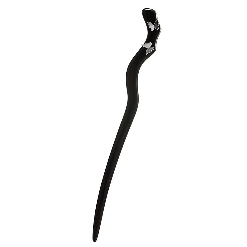 KarmaRipple's 925 Sterling Silver Classical Chinese Style Ebony Butterfly Relax Hairpin p7