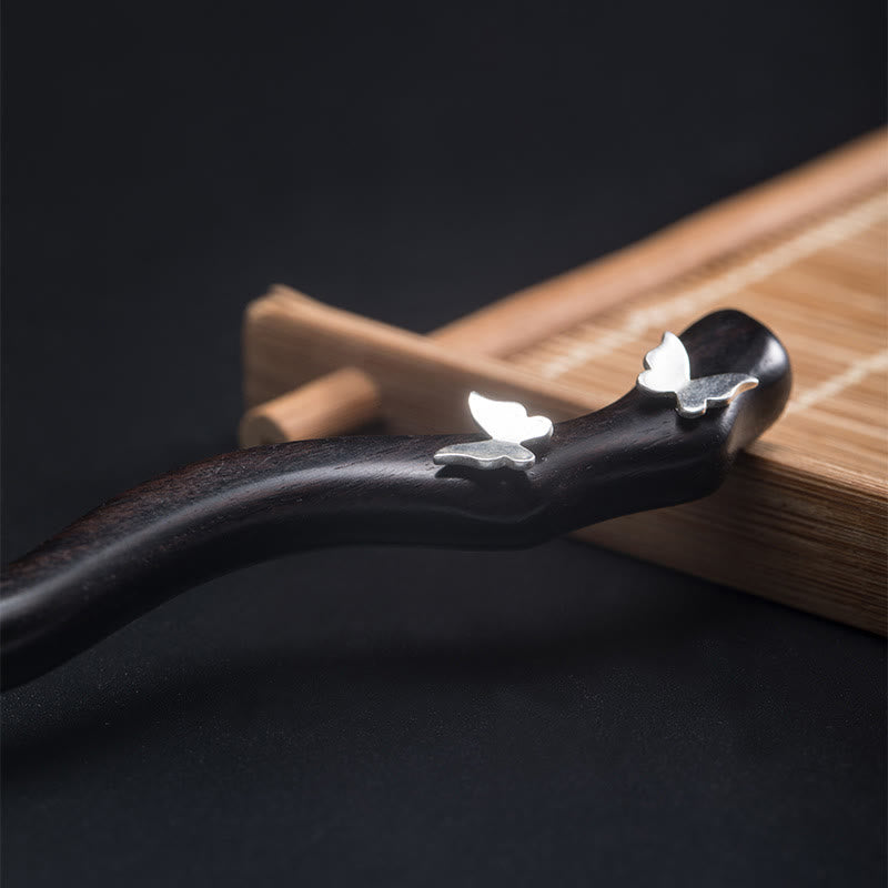 KarmaRipple's 925 Sterling Silver Classical Chinese Style Ebony Butterfly Relax Hairpin p5