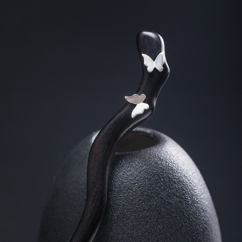 KarmaRipple's 925 Sterling Silver Classical Chinese Style Ebony Butterfly Relax Hairpin p11