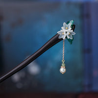 KarmaRipple's Lily Of The Valley Pearl Tassel Wood Hairpin