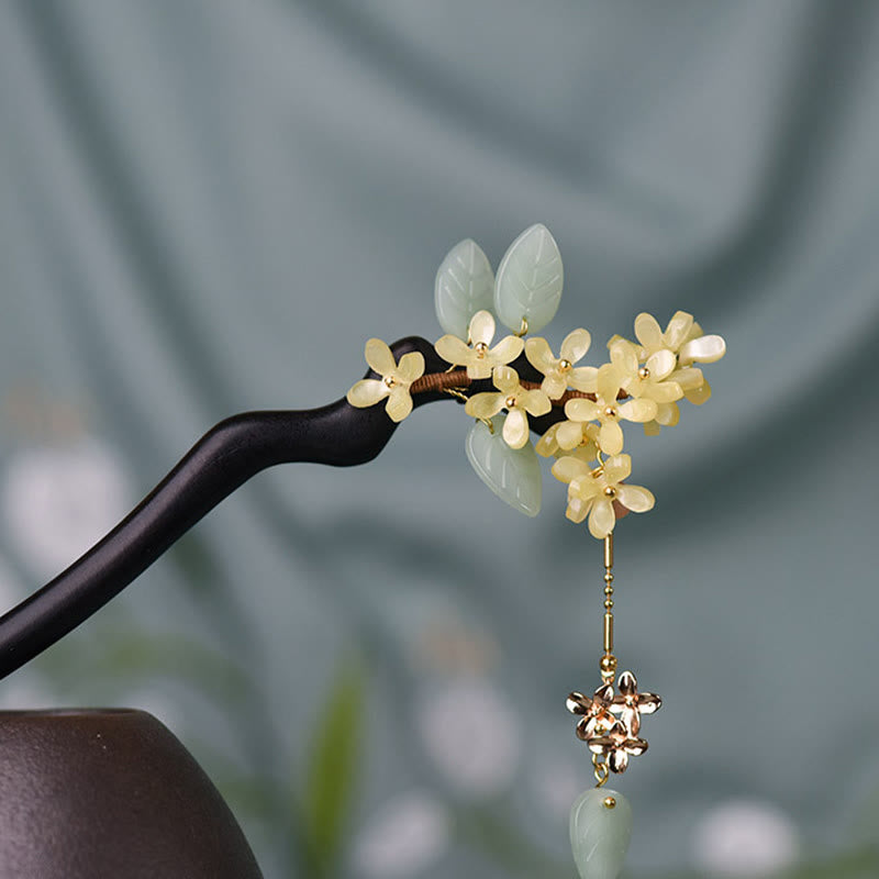 KarmaRipple's Authentic Ebony Wood Osmanthus Tassel Balance Hairpin p3