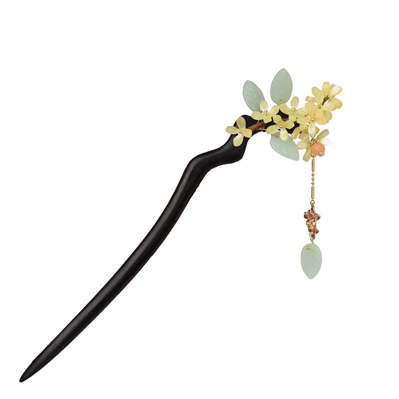KarmaRipple's Authentic Ebony Wood Osmanthus Tassel Balance Hairpin p6