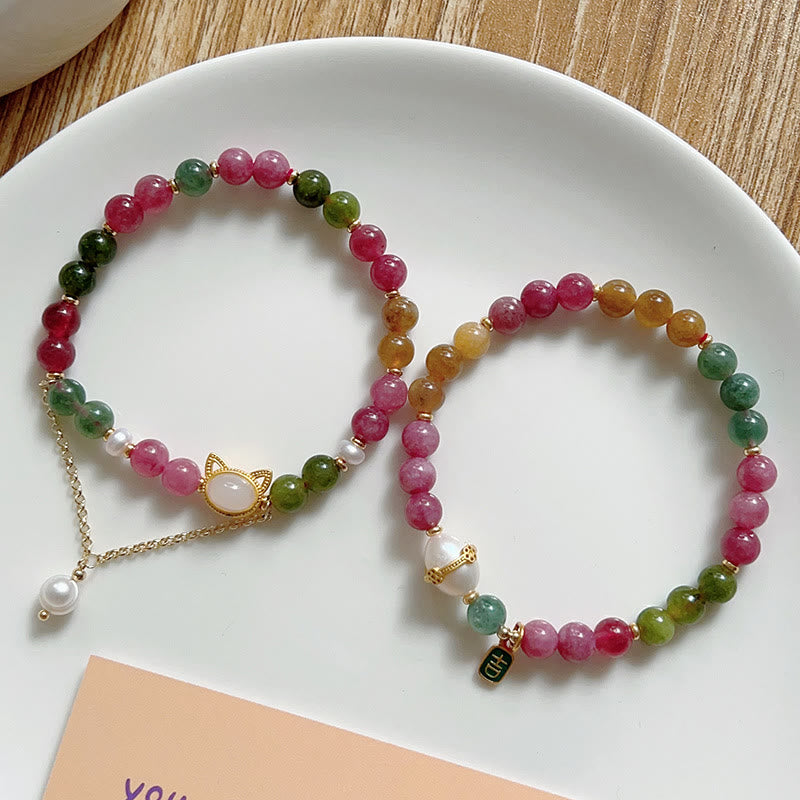 KarmaRipple's Colorful Tourmaline Fortunate Cat Positive Bracelet p14