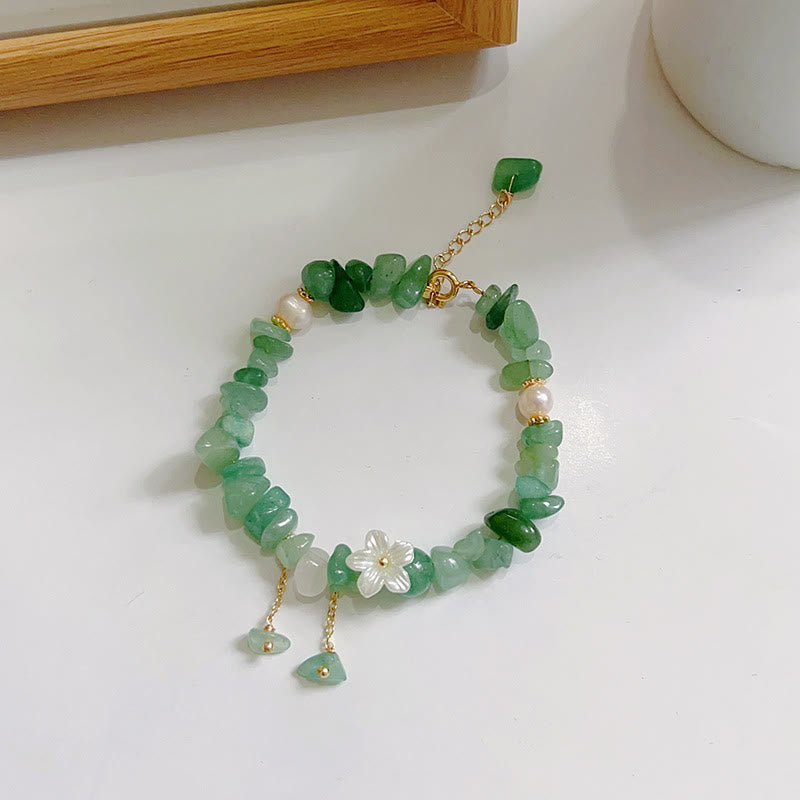 KarmaRipple's Authentic Strawberry Quartz Green Strawberry Quartz Super Seven Gemstone Flower Balancing Bracelet p14