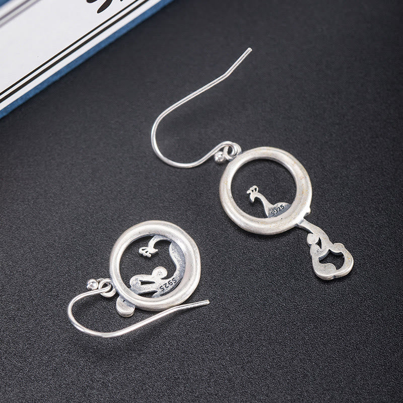 KarmaRipple's 925 Sterling Silver Round Asymmetry Peacock Fortune Earrings p4