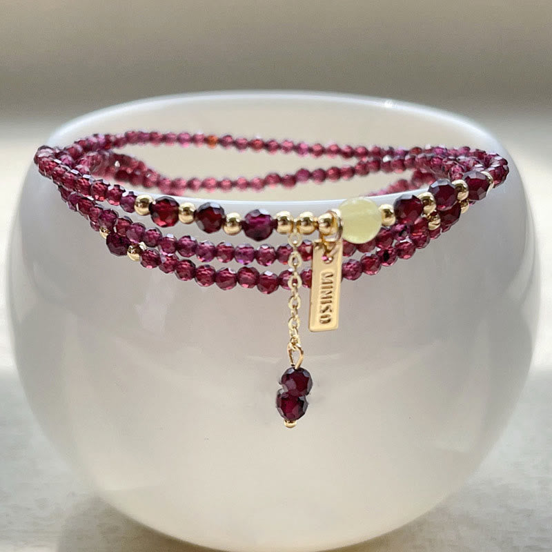 KarmaRipple's Small Authentic Garnet Passion Triple Wrap Bracelet p5