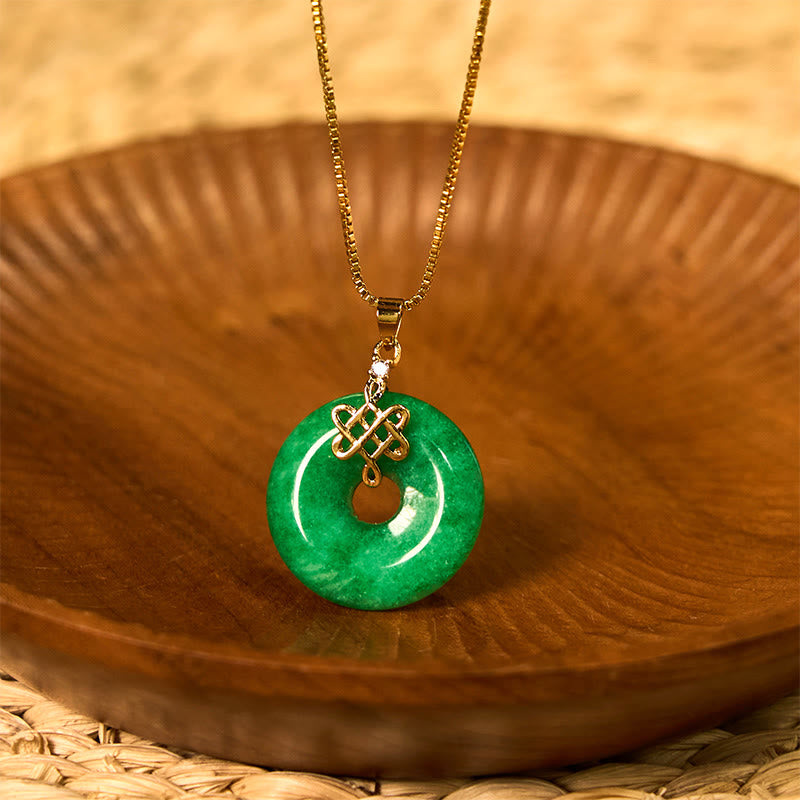 KarmaRipple's Authentic Cyan Jade Peace Buckle Chinese knot Success Pendant Necklace p8