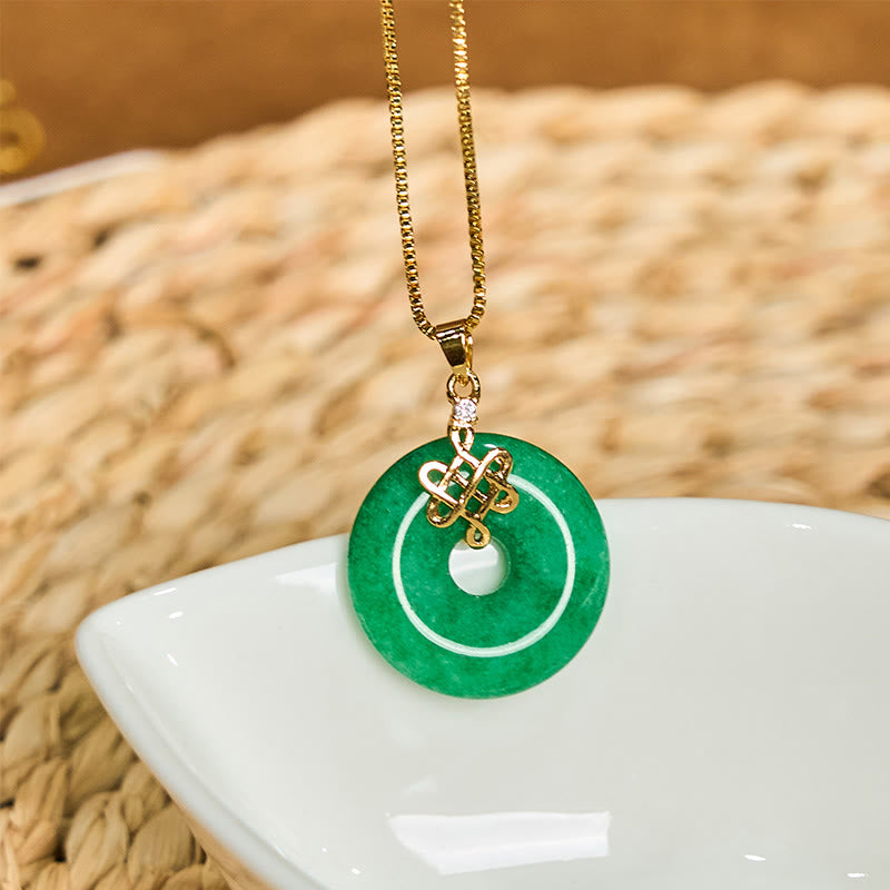 KarmaRipple's Authentic Cyan Jade Peace Buckle Chinese knot Success Pendant Necklace p3