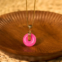 KarmaRipple's Purple Jade Peace Buckle Happiness Pendant Necklace