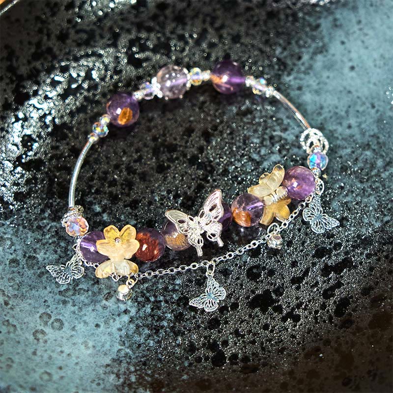 KarmaRipple's Authentic Purple Phantom Butterfly Flowers Wisdom Bracelet p4