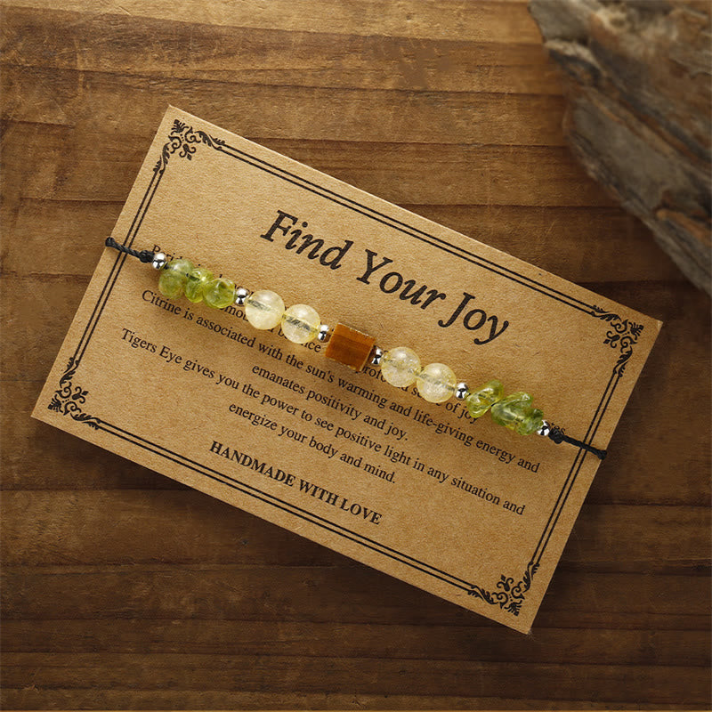 KarmaRipple's Find Your Joy Peridot Citrine Tiger Eye Peace Rope Bracelet p4